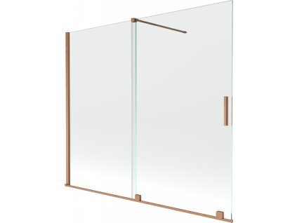 MEXEN/S - Velar Dvoukřídlá posuvná vanová zástěna 180 x 150 cm, transparent, kartáčovaná měď 896-180-000-01-65