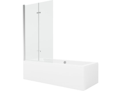 MEXEN/S - Cube obdélníková vana 170 x 80 cm s panelem + vanová zástěna 100 cm, transparent, chrom 550517080X9210020100