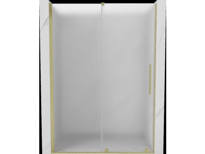 MEXEN/S - Velar posuvné sprchové dveře 130 cm, dekor, zlatá kartáčovaná 871-130-000-31-55
