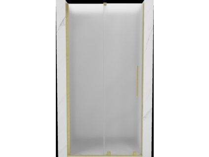 MEXEN/S - Velar posuvné sprchové dveře 110 cm, dekor, zlatá kartáčovaná 871-110-000-31-55