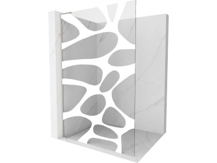 MEXEN/S - Kioto L Sprchová zástěna WALK-IN 80 x 200 cm, bílý vzor, nikl kartáčovaná 800-080-103-97-97