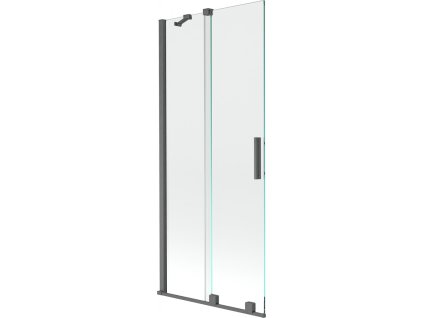 MEXEN/S - Velar Dvoukřídlá posuvná vanová zástěna 80 x 150 cm, transparent, grafit kartáčovaná 896-080-000-01-66