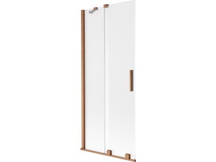 MEXEN/S - Velar dvoukřídlá posuvná vanová zástěna 80 x 150 cm, dekor, měď kartáčovaná 896-080-000-31-65