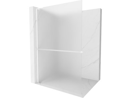 MEXEN/S - Kioto+ L Sprchová zástěna WALK-IN s poličkou a držákem ručníků 120 x 200 cm, dekor, bílá 800-120-123-20-30