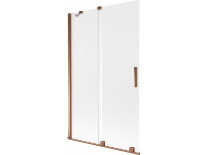 MEXEN/S - Velar dvoukřídlá posuvná vanová zástěna 110 x 150 cm, dekor, růžové zlato 896-110-000-31-60