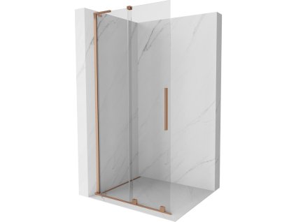 MEXEN/S - Velar L Sprchová zástěna posuvná Walk-in 100 x 200 cm, transparent 8 mm, měď kartáčovaná 871-100-003-03-65