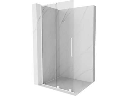 MEXEN/S - Velar L Sprchová zástěna posuvná Walk-in 90 x 200 cm, transparent 8 mm, bílá 871-090-003-03-20