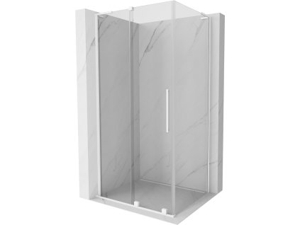 MEXEN/S - Velar L sprchový kout, posuvné dveře 90 x 75 cm, transparent, bílá 871-090-075-03-20