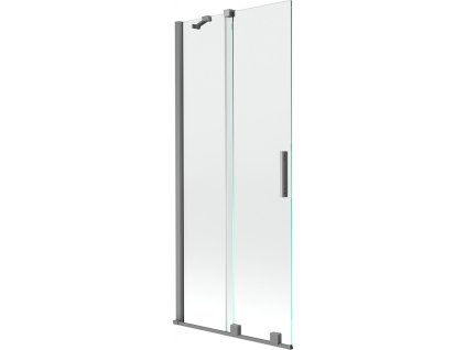 MEXEN/S - Velar dvoukřídlá posuvná vanová zástěna 80 x 150 cm, transparent, grafit metal 896-080-000-01-95