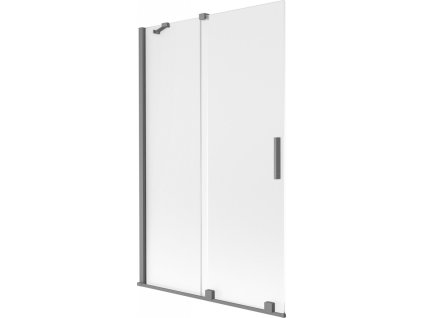 MEXEN/S - Velar dvoukřídlá posuvná vanová zástěna 110 x 150 cm, dekor, grafit metal 896-110-000-31-95