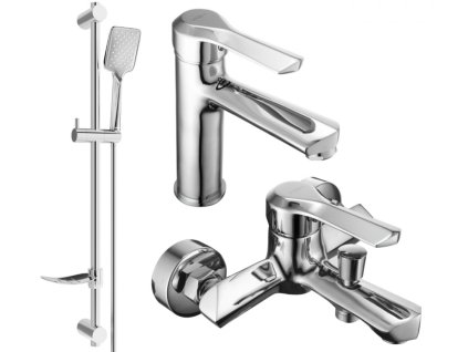 MEXEN/S - Saber DF62 Set umyvadlové a vanové baterie s příslušenstvím, chrom 72103DF62-00