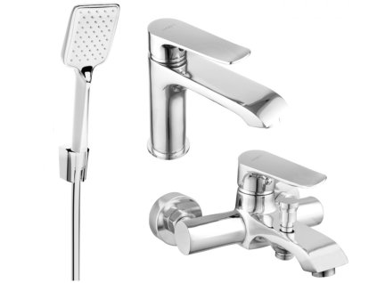 MEXEN/S - Pecos R62 Set umyvadlové a vanové baterie s příslušenstvím, chrom 72703R62-00