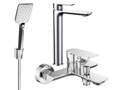 MEXEN/S - Alfa R62 Set umyvadlové a vanové baterie s příslušenstvím, chrom 745713R62-00