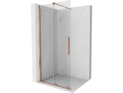 MEXEN/S - Velar posuvné sprchové dveře Walk-in 80 cm, transparent, kartáčovaná měď 871-080-000-03-65