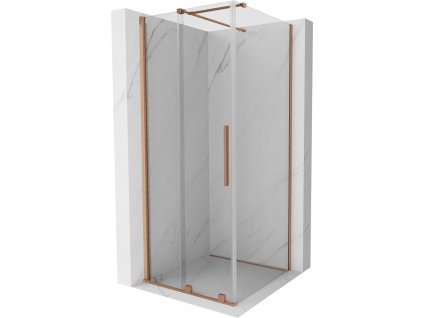 MEXEN/S - Velar sprchový kout 110 x 110, transparent, kartáčovaná měď 871-110-110-01-65