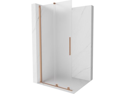 MEXEN/S - Velar Sprchová zástěna posuvná Walk-in 90 x 200 cm, dekor 8 mm, měď kartáčovaná 871-090-000-33-65