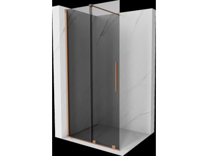 MEXEN/S - Velar Sprchová zástěna posuvná Walk-in 110 x 200 cm, grafit 8 mm, měď kartáčovaná 871-110-000-43-65