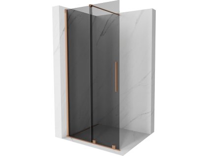 MEXEN/S - Velar Sprchová zástěna posuvná Walk-in 120 x 200 cm, grafit 8 mm, měď kartáčovaná 871-120-000-43-65