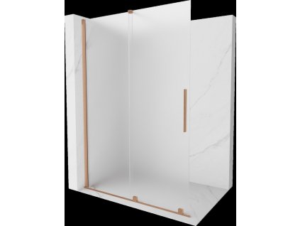 MEXEN/S - Velar Sprchová zástěna posuvná Walk-in 130 x 200 cm, dekor 8 mm, měď kartáčovaná 871-130-000-33-65