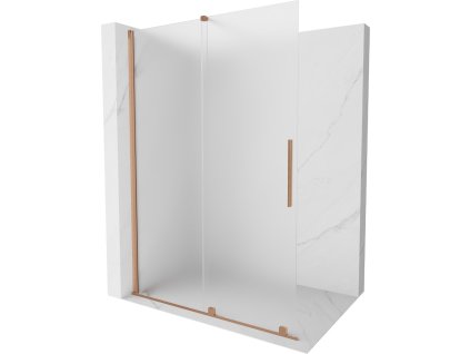 MEXEN/S - Velar Sprchová zástěna posuvná Walk-in 140 x 200 cm, dekor 8 mm, měď kartáčovaná 871-140-000-33-65