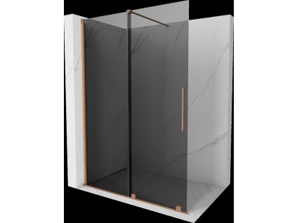 MEXEN/S - Velar Sprchová zástěna posuvná Walk-in 150 x 200 cm, grafit 8 mm, měď kartáčovaná 871-150-000-43-65