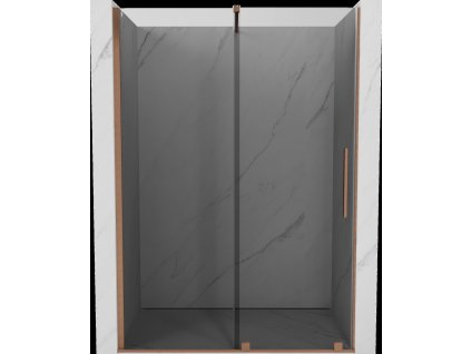 MEXEN/S - Velar posuvné sprchové dveře 150 cm, grafit, měď kartáčovaná 871-150-000-41-65
