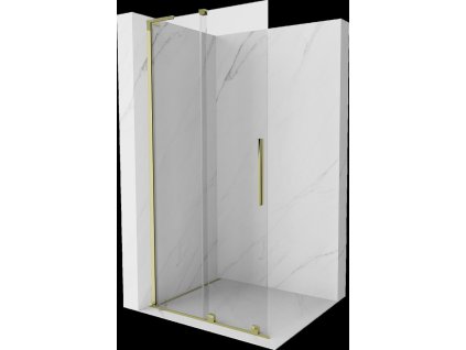 MEXEN/S - Velar L Sprchová zástěna posuvná Walk-in 110 x 200 cm, transparent 8 mm, zlato 871-110-003-03-50
