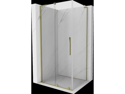 MEXEN/S - Velar L sprchový kout, posuvné dveře 110 x 75 cm, transparent, zlato 871-110-075-03-50