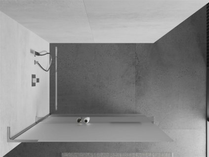 MEXEN/S - Kioto+ L Sprchová zástěna WALK-IN s poličkou a držákem ručníků 110 x 200 cm, dekor, chrom 800-110-123-01-30