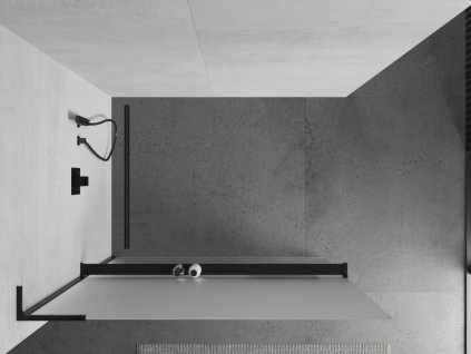 MEXEN/S - Kioto+ L Sprchová zástěna WALK-IN s poličkou a držákem ručníků 110 x 200 cm, dekor, černá 800-110-123-70-30