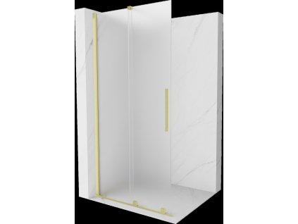 MEXEN/S - Velar Sprchová zástěna posuvná Walk-in 100 x 200 cm, dekor 8 mm, zlato kartáčovaná 871-100-000-33-55