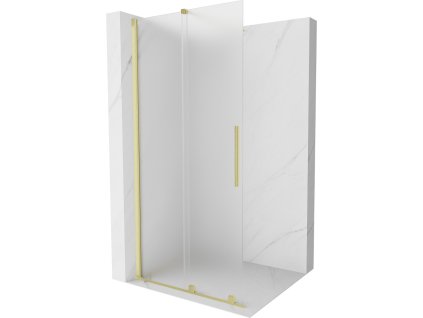 MEXEN/S - Velar Sprchová zástěna posuvná Walk-in 110 x 200 cm, dekor 8 mm, zlato kartáčovaná 871-110-000-33-55