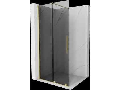 MEXEN/S - Velar Sprchová zástěna posuvná Walk-in 110 x 200 cm, grafit 8 mm, zlato kartáčovaná 871-110-000-43-55