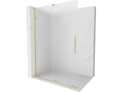 MEXEN/S - Velar Sprchová zástěna posuvná Walk-in 130 x 200 cm, dekor 8 mm, zlato kartáčovaná 871-130-000-33-55