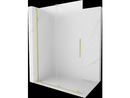 MEXEN/S - Velar Sprchová zástěna posuvná Walk-in 140 x 200 cm, dekor 8 mm, zlato kartáčovaná 871-140-000-33-55