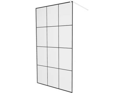MEXEN/S - KIOTO Sprchová zástěna WALK-IN 120 x 200, transparent/černý vzor 8 mm, bílá 800-120-101-20-77