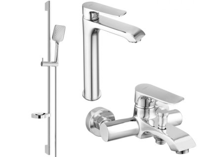 MEXEN/S - Pecos DS62 Set umyvadlové a vanové baterie s příslušenstvím, chrom 72713DS62-00