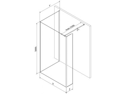 MEXEN/S - Kioto Sprchová zástěna WALK-IN 120 x 100 x 40 cm, černý vzor, grafit metal 800-120-100-221-95-70-040