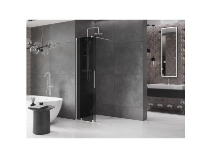 MEXEN/S - Velar Sprchová zástěna posuvná Walk-in 110 x 200 cm, grafit 8 mm, nikl kartáčovaná 871-110-000-43-97