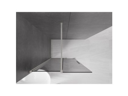 MEXEN/S - Velar Sprchová zástěna posuvná Walk-in 120 x 200 cm, grafit 8 mm, nikl kartáčovaná 871-120-000-43-97