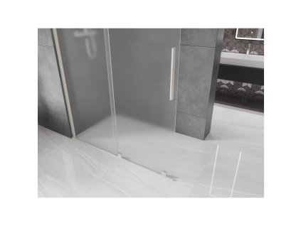 MEXEN/S - Velar Sprchová zástěna posuvná Walk-in 140 x 200 cm, dekor 8 mm, nikl kartáčovaná 871-140-000-33-97