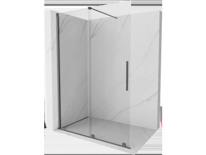 MEXEN/S - Velar Sprchová zástěna posuvná Walk-in 130 x 200 cm, transparent 8 mm, grafit metal 871-130-000-03-95