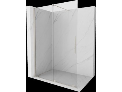MEXEN/S - Velar Sprchová zástěna posuvná Walk-in 130 x 200 cm, transparent 8 mm, nikl kartáčovaný 871-130-000-03-97