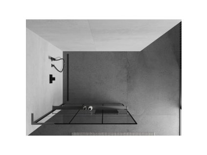 MEXEN/S - Kioto+ L Sprchová zástěna WALK-IN s poličkou a držákem ručníků 100 x 200 cm, černý vzor, grafit kartáčovaná 800-100-123-66-77