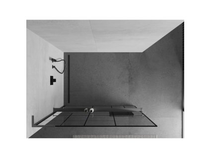 MEXEN/S - Kioto+ L Sprchová zástěna WALK-IN s poličkou a držákem ručníků 100 x 200 cm, černý vzor, grafit kartáčovaná 800-100-123-66-78