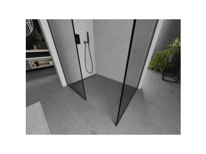 MEXEN/S - Kioto Sprchová zástěna WALK-IN 120 x 80 cm, černý vzor, grafit kartáčovaná 800-120-202-66-70-080