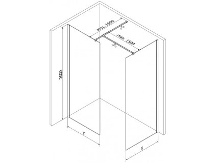 MEXEN/S - Kioto Sprchová zástěna WALK-IN 85 x 70 cm, transparent, grafit metal 800-085-202-95-00-070