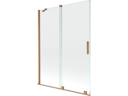 MEXEN/S - Velar Dvoukřídlá posuvná vanová zástěna 130 x 150 cm, transparent, kartáčovaná měď 896-130-000-01-65