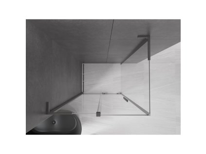MEXEN/S - Velar L sprchový kout, posuvné dveře 90 x 110 cm, transparent, grafit kartáčovaná 871-090-110-03-66