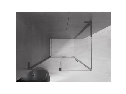 MEXEN/S - Velar L sprchový kout, posuvné dveře 90 x 110 cm, transparent, grafit metal 871-090-110-03-95